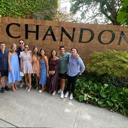 A group enjoying lunch at Chandon winery in the Yarra Valley, Victoria